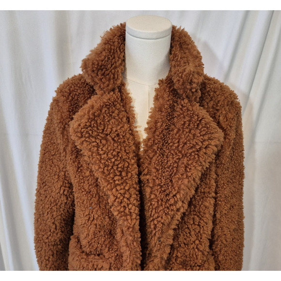 Sold! Anthropologie Luii Brown Womens Fleece Teddy Fuzzy Coat Medium - Picture 2 of 6